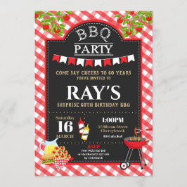 Backyard GRILLEN Überraschung Geburtstagsparty Red Einladung