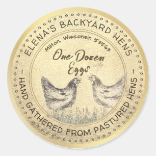Backyard Hens Dutzend Eier Gold Grunge Label Runder Aufkleber