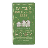 Backyard Hive Honey Jar Label Little Bees on Green (Vorne)