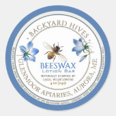 Backyard Hive Lotion Bar Lokale Blume und Biene Runder Aufkleber (Vorderseite)