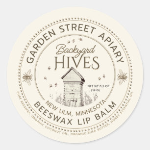 Backyard Hives BeesWachs Lip Balm Label Runder Aufkleber