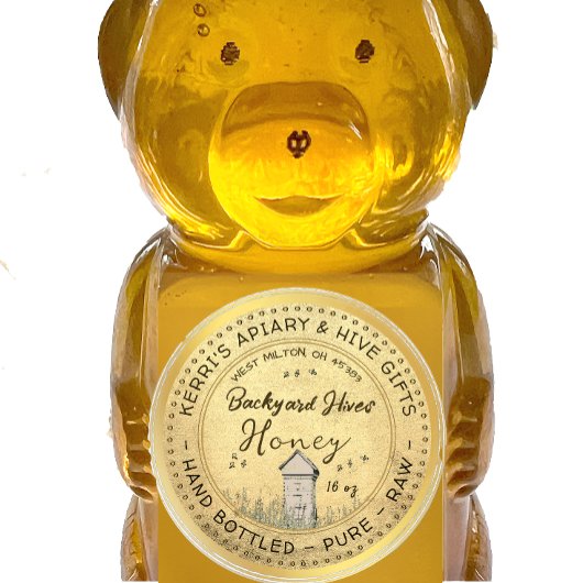 Backyard Hives Honey Label Gold Grunge Runder Aufkleber