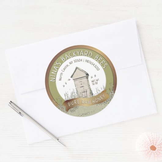 Backyard Hives Honey Pure Honey Row Honey Copper G Runder Aufkleber (Umschlag)
