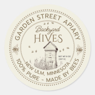 Backyard Hives Produkt Etikett Imker Apiary Runder Aufkleber