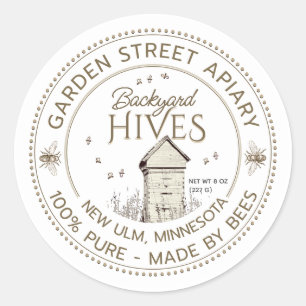 Backyard Hives Produkt Etikett Imker Apiary Runder Aufkleber