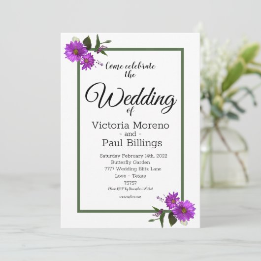 Backyard Lavander Daisy Einladung (Stehend Vorderseite)