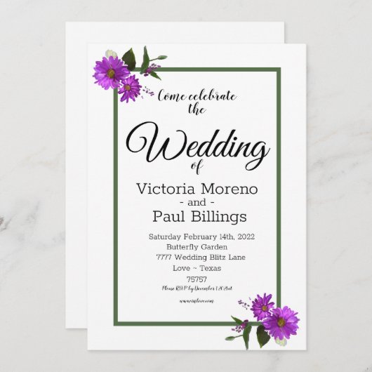 Backyard Lavander Daisy Einladung (Vorne/Hinten)