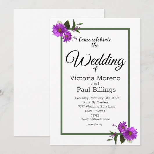 Backyard Lavander Daisy Einladung (Vorne/Hinten)