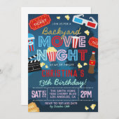 Backyard Movie Geburtstag Einladung (Vorne/Hinten)