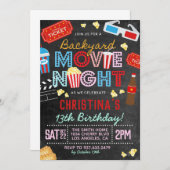 Backyard Movie Geburtstag Einladung (Vorne/Hinten)