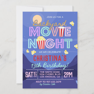 Backyard Movie Geburtstag Einladung