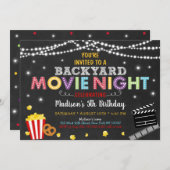 Backyard Movie Night Birthday Einladung (Vorne/Hinten)