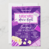 Backyard Movie Night Birthday Einladung (Vorderseite)