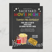 Backyard Movie Night Geburtstagsparty Einladung (Vorne/Hinten)
