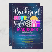 Backyard Movie Night Invasion Movies Party Einladung (Vorne/Hinten)