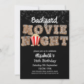 Backyard Movie Night Popcorn Marquee Lights Party Einladung (Vorderseite)