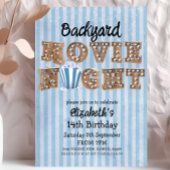 Backyard Movie Night Popcorn Marquee Lights Party Einladung