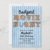 Backyard Movie Night Popcorn Marquee Lights Party Einladung (Vorderseite)