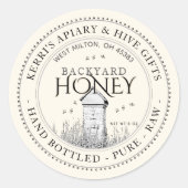 Backyard Nehmt Honey Label Hand Flaschen Roh Runder Aufkleber (Vorderseite)