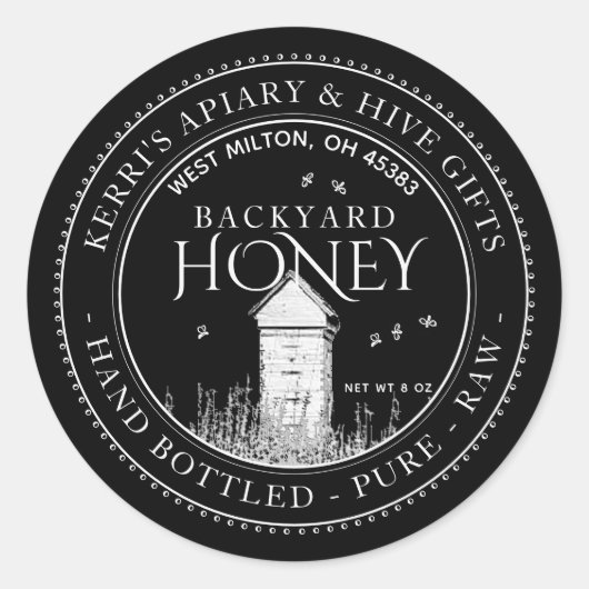 Backyard Nehmt Honey Label Hand Flaschen Roh Runder Aufkleber (Vorderseite)