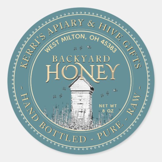 Backyard Nehmt Honey Label Hand Flaschen Roh Runder Aufkleber (Vorderseite)