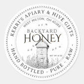 Backyard Nehmt Honey Label Hand Flaschen Roh Runder Aufkleber (Vorderseite)
