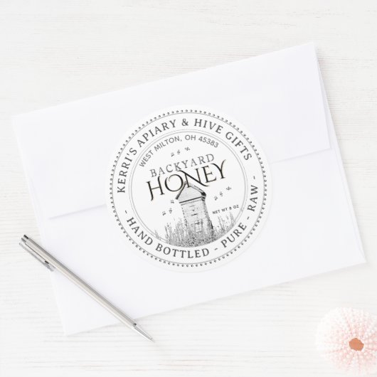 Backyard Nehmt Honey Label Hand Flaschen Roh Runder Aufkleber (Umschlag)