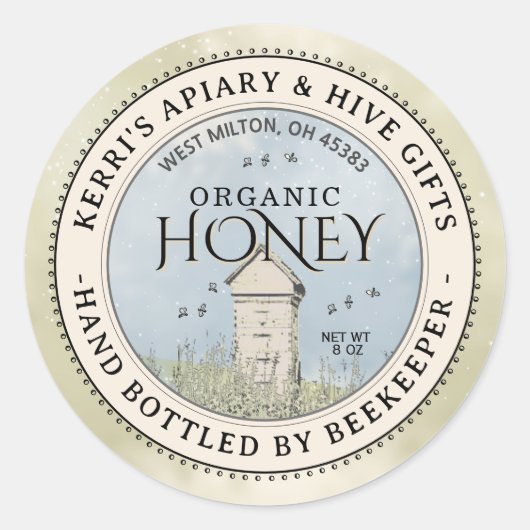 Backyard Nehmt Honey Label Hand Flaschen Roh Runder Aufkleber (Vorderseite)