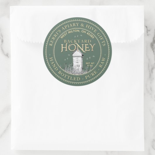 Backyard Nehmt Honey Label Hand Flaschen Roh Runder Aufkleber (Tasche)
