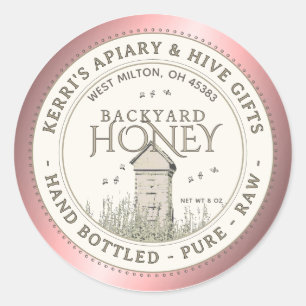 Backyard Nehmt Honey Label Hand Flaschen Roh Runder Aufkleber