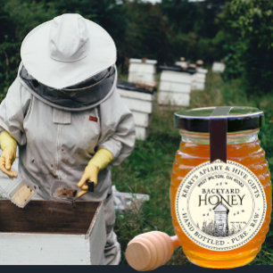 Backyard Nehmt Honey Label Hand Flaschen Roh Runder Aufkleber
