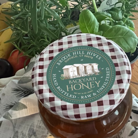 Backyard Nehmt Honey Label Hand Flaschen Roh Runder Aufkleber