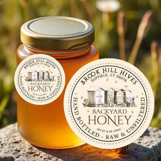Backyard Nehmt Honey Label Hand Flaschen Roh Runder Aufkleber