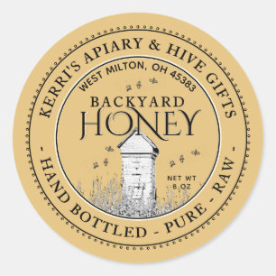 Backyard Nehmt Honey Label Hand Flaschen Roh Runder Aufkleber