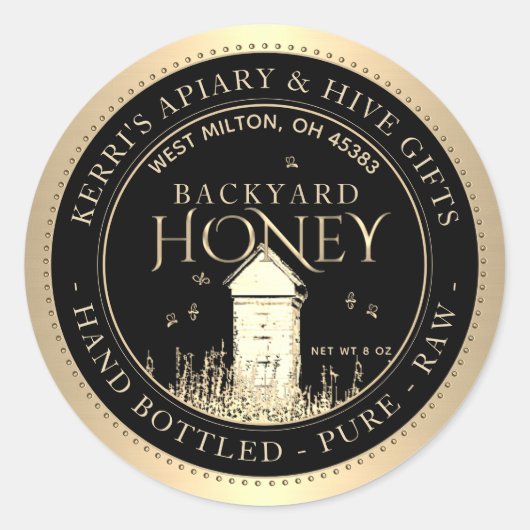 Backyard Nehmt Honey Label Hand Flaschen Roh Runder Aufkleber (Vorderseite)