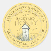 Backyard Nehmt Honey Label Hand Flaschen Roh Runder Aufkleber (Vorderseite)