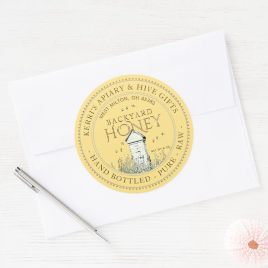 Backyard Nehmt Honey Label Hand Flaschen Roh Runder Aufkleber (Umschlag)