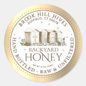 Backyard Nehmt Honey Label Hand Flaschen Roh Runder Aufkleber (Vorderseite)