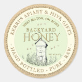 Backyard Nehmt Honey Label Hand Flaschen Roh Runder Aufkleber (Vorderseite)
