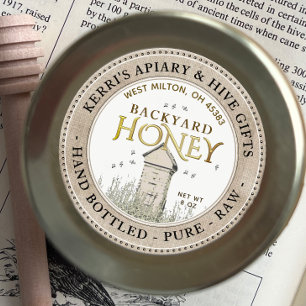 Backyard Nehmt Honey Label Hand Flaschen rohe Lind Runder Aufkleber