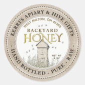 Backyard Nehmt Honey Label Hand Flaschen rohe Lind Runder Aufkleber (Vorderseite)