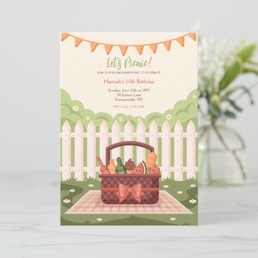 Backyard Picnic Einladung (Stehend Vorderseite)