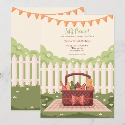 Backyard Picnic Einladung (Vorne/Hinten)