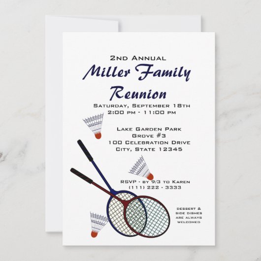 Backyard Picnic Games/ Badminton Einladung (Vorderseite)