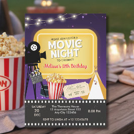 Backyard Popcorn Movie Night Birthday Einladung