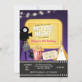 Backyard Popcorn Movie Night Birthday Einladung (Vorderseite)