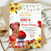 Backyard Red Gingham Baby-Q Afro Girl Babydusche Einladung