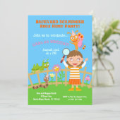 Backyard Scavenger Bug Jagd Birhtday Party Einladung (Stehend Vorderseite)