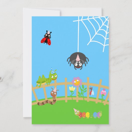 Backyard Scavenger Bug Jagd Birhtday Party Einladung (Rückseite)