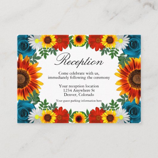 Backyard Summer Floral Empfang Begleitkarte (Vorderseite)